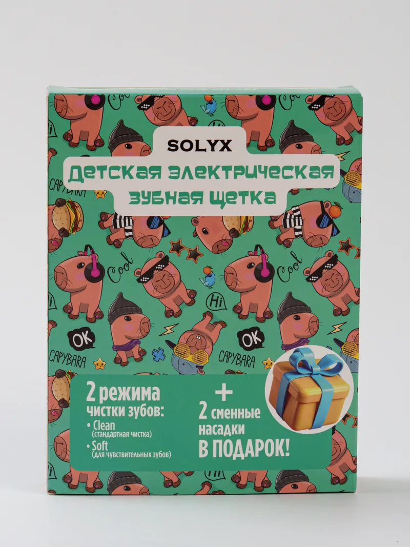 Коробка Solyx Kids Капибара рядом со щёткой